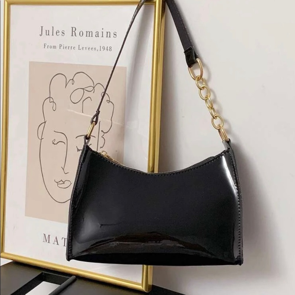Minimalist Patent Leather Shoulder Bag